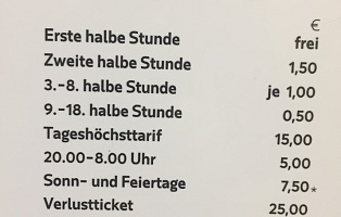 Price list Garage Kultur Quartier